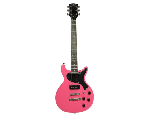 Full Size Electric Guitar LP Double Cut Style 6 String Linden Single Coil Pink EL-CYL7-PNK 