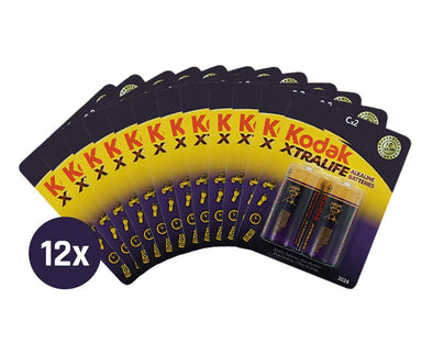 12 Pack Kodak C Alkaline 24 Batteries Xtralife 1.5V Torch Clock Toys KODAKC-12 