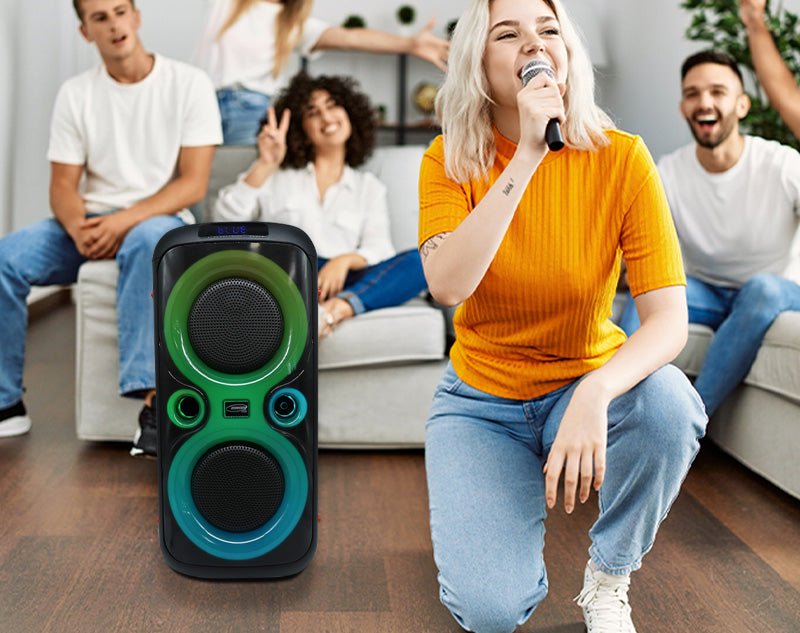 Precision Audio 400W Portable Karaoke Machine Speaker Party Box Bluetooth LED Lights Single Wireless UHF Microphone LG620 