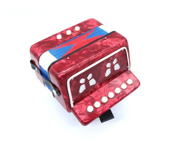 Kids Button Accordion Red Shell Finish Bass Treble MA218-RED 