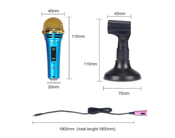 Mini Wired Dynamic Microphone w/Stand Karaoke Podcast 3.5mm Jack MG308 