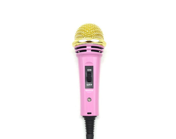 Mini Wired Dynamic Microphone w/Stand Karaoke Podcast 3.5mm Jack MG308 Pink
