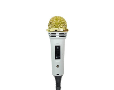 Mini Wired Dynamic Microphone w/Stand Karaoke Podcast 3.5mm Jack MG308 White