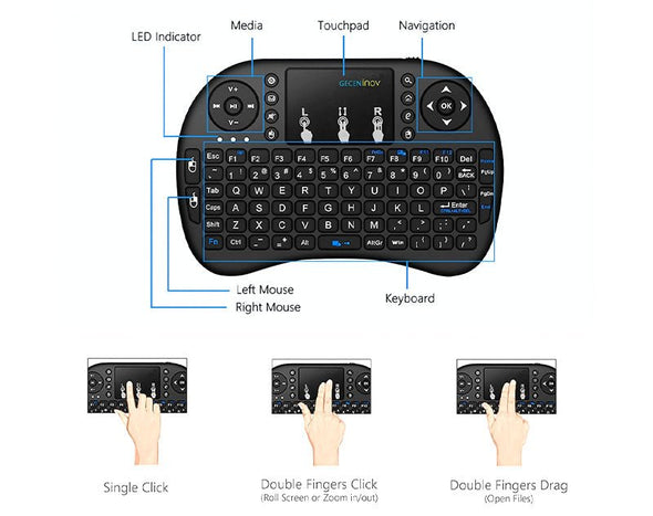 2.4G Wireless Mini Keyboard Touchpad Smart TV PC Notebook Console MINIKEYBOARD 