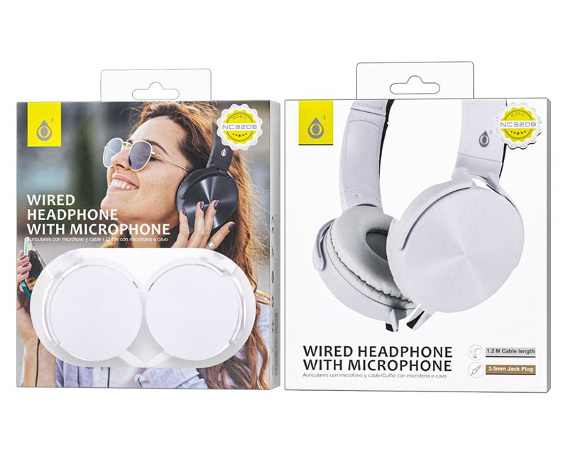 Moveteck Wired Headphones with Microphone 3.5mm Plug White NC3208 