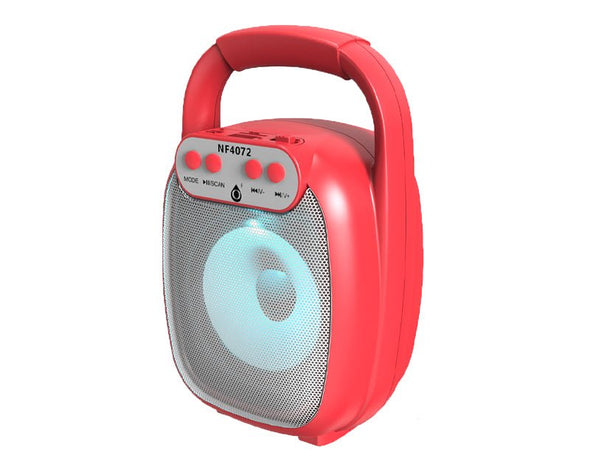 Moveteck Bluetooth 5.0 Speaker Portable TWS 6W LED Light FM Radio USB TF Card NF4072 Red