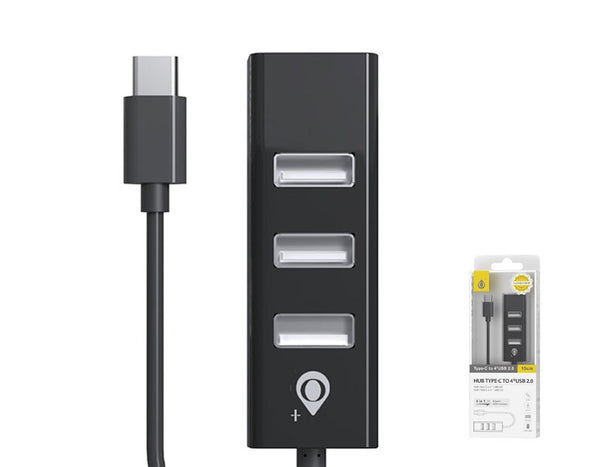 Moveteck Type-C to 4 USB2.0 Hub 15cm USB Extender NG6053 Black