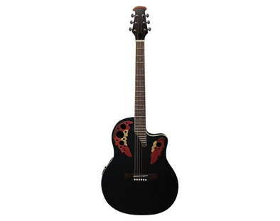 Freedom 41" Semi Acoustic Guitar Cutaway Round Back EQ Black 6 String PT- Black