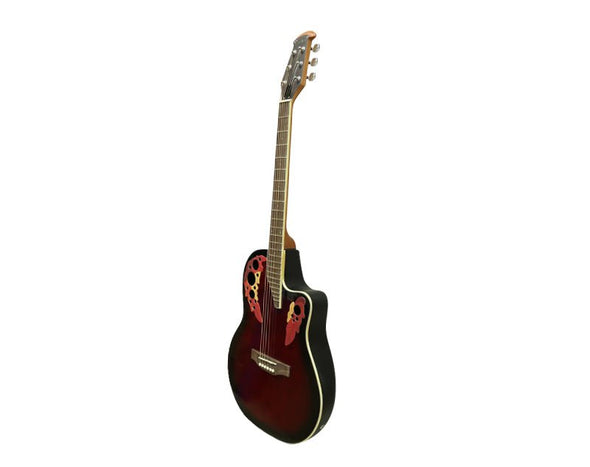 Freedom 41" Semi Acoustic Guitar Cutaway Round Back EQ Black 6 String PT- 