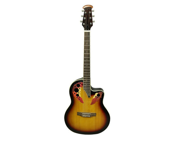 Freedom 41" Semi Acoustic Guitar Cutaway Round Back EQ Black 6 String PT- Orange