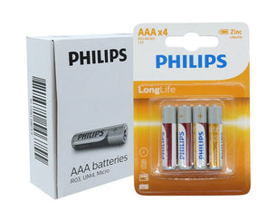 48x Philips AAA Batteries Box Of 12 4 Packs Long Life 1.5V Zinc Chloride PHILIPSAAA 