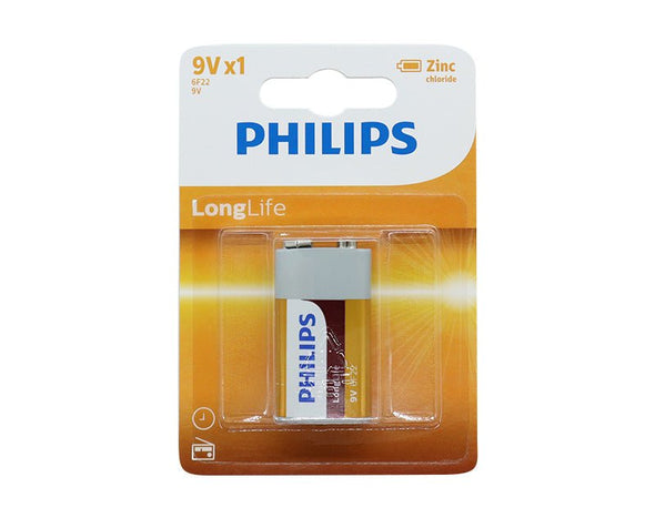 Box Of 12 Philips 9V Batteries Long Life 1.5V Zinc Chloride PHILIPS9V 