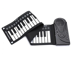 ANDOWL Roll-Up Keyboard Piano Pad 49 Key Built-In Speaker Travel Practice S747 