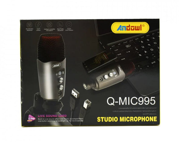 ANDOWL Professional Condenser Microphone Podcast Recording Studio Stand USB S740 