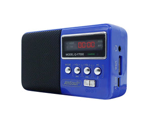 Portable Rechargeable FM Radio Mini Wireless Speaker Mega Bass TWS Expandable S722 Blue