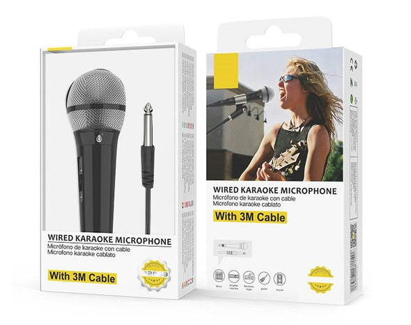 Moveteck Wired Karaoke Microphone 3m Lead XLR to 1/4" Jack R2853 