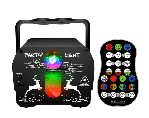 Laser LED Disco Ball Party Light RGB Colour Sound Activated Strobe DC5V, 1A-2A DQ-R70 