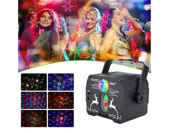 Laser LED Disco Ball Party Light RGB Colour Sound Activated Strobe DC5V, 1A-2A DQ-R70 