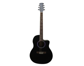 41" Semi Acoustic Oval Back Style Guitar Round Back Cutaway EQ Black 6 String RB-600CEQ-BLK 