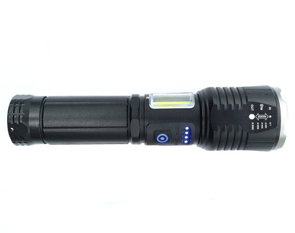 18cm Medium Zoom Tactical Torch Ultra Bright COB USB Rechargeable Aluminium S889 