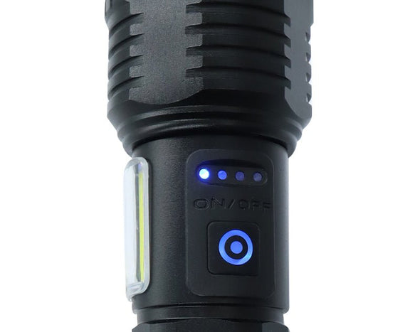 18cm Medium Zoom Tactical Torch Ultra Bright COB USB Rechargeable Aluminium S889 