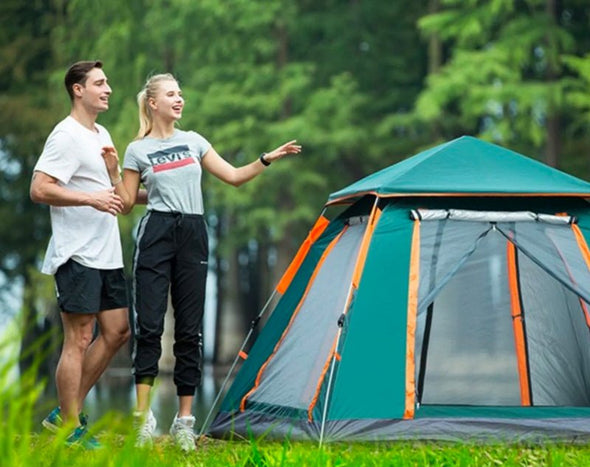 3 Person Instant Pop Up Camping Tent Rainproof UV Proof Windproof Quick Setup Green S931 