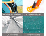 3 Person Instant Pop Up Camping Tent Rainproof UV Proof Windproof Quick Setup Blue S929 