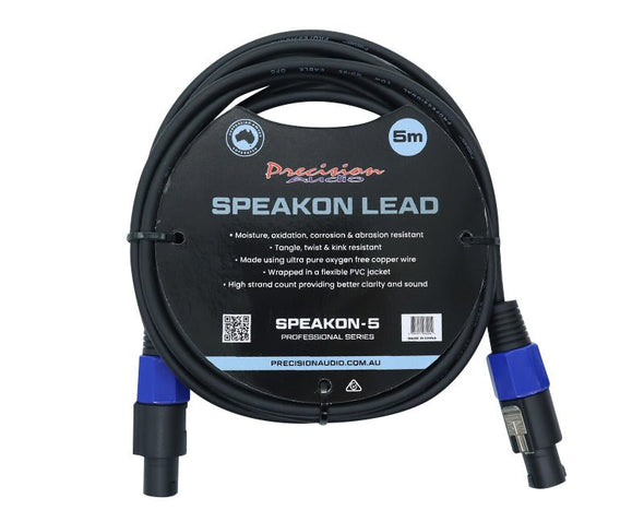 2 Pack 5m Speakon to Speakon Cable Amp Mixer Speaker SPEAKON5x2 