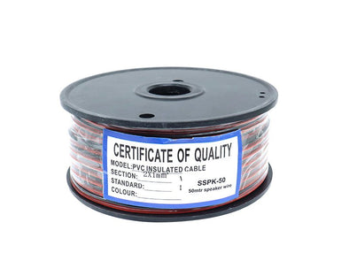 50m Twin Speaker Cable 1mm PVC Insulated Roll SSPK50 