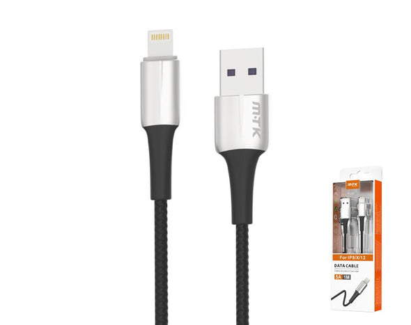IP6 / 7 / 8 / X / SR to USB Data Cable 1m TB1281 PREMIUM SERIES 5AMP Silver