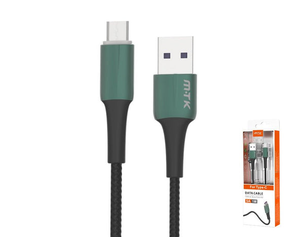 Type-C to USB Data Cable 1m TB1282  5 AMP PREMIUM SERIES Green