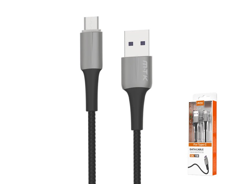 Type-C to USB Data Cable 1m TB1282  5 AMP PREMIUM SERIES Grey