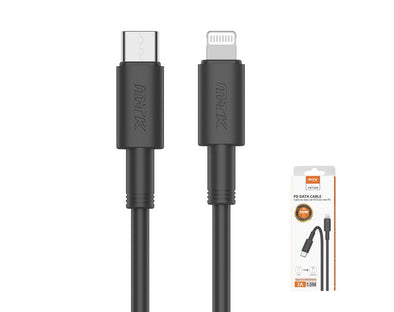 Moveteck Type-C to Lightning Cable Fast Charging Data Cable IPX 12 13 14 1.5m 3A 30W TB1325 Black