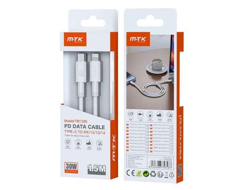 Moveteck Type-C to Lightning Cable Fast Charging Data Cable IPX 12 13 14 1.5m 3A 30W TB1325 