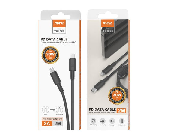 Moveteck Type-C to Lightning Cable Fast Charging Data Cable IP8 X 12 13 14 2m 3A 30W TB1326 