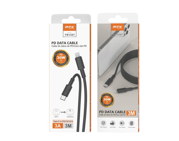 Moveteck Type-C to Lightning Cable Fast Charging Data Cable IPX 12 13 14 3m 3A 30W TB1327 