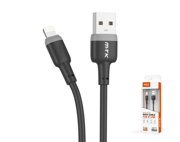 Moveteck iP to USB Data Cable 1m 5V 3.4a White Black TB1365 Black