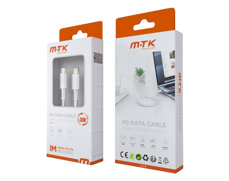 Moveteck Type-C to Lightning Cable Fast Charging Data Cable IPX 12 13 14 1.5m 1.5A 30W TB1241 