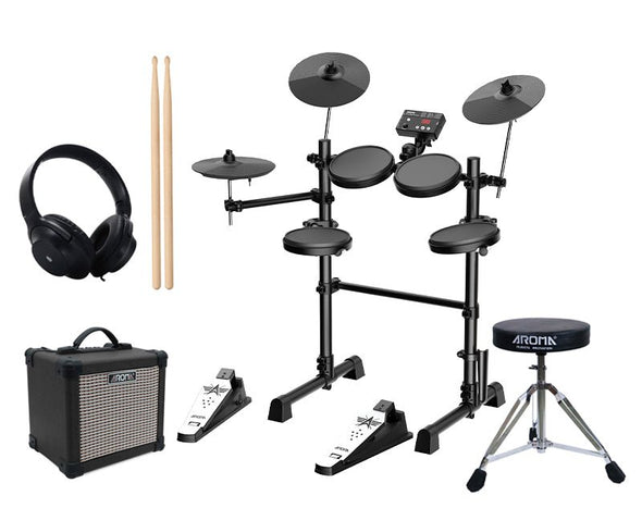 Aroma 5 Piece Electronic Drumkit Package Stool Headphones Drums Practice TDX15 NC3209 DT210 TDX15+AG10 Amplifier
