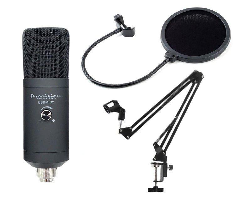 Precision Audio USB Recording Microphone Kit Live Stream Podcast Meeting Gaming USBMIC2KIT