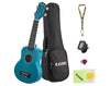 KASEMI 21" Soprano Ukulele Pack Premium Padded CASE  Strap Strings Picks Tuner 4 String Guitar UKSET DarkCyan