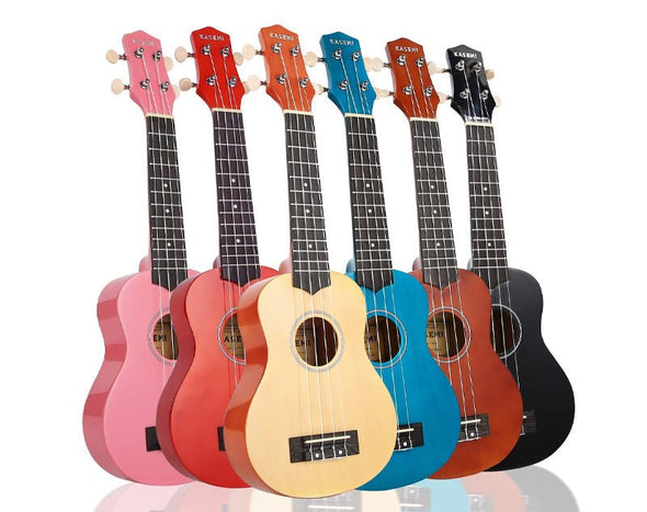 KASEMI 21" Soprano Ukulele Pack Premium Padded CASE  Strap Strings Picks Tuner 4 String Guitar UKSET 