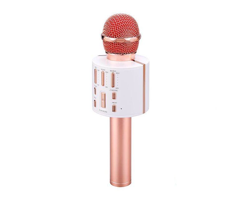 Bluetooth Wireless Karaoke Microphone Rechargeable Built-In Speaker V8 Rose Gold