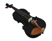 Three Quarter Size Acoustic Violin 3/4 with Case Bow Rosin Bridge Microtuners MV105-3/4 Black
