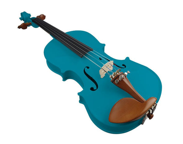 Full Size Acoustic Violin 4/4 with Case Bow Rosin Bridge Microtuners MV105-4/4 Blue