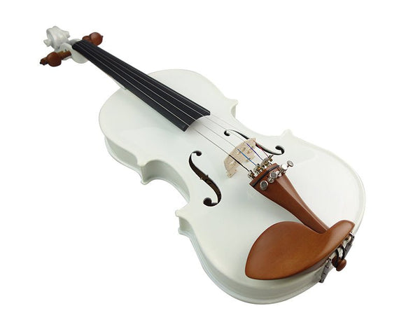 Three Quarter Size Acoustic Violin 3/4 with Case Bow Rosin Bridge Microtuners MV105-3/4 White