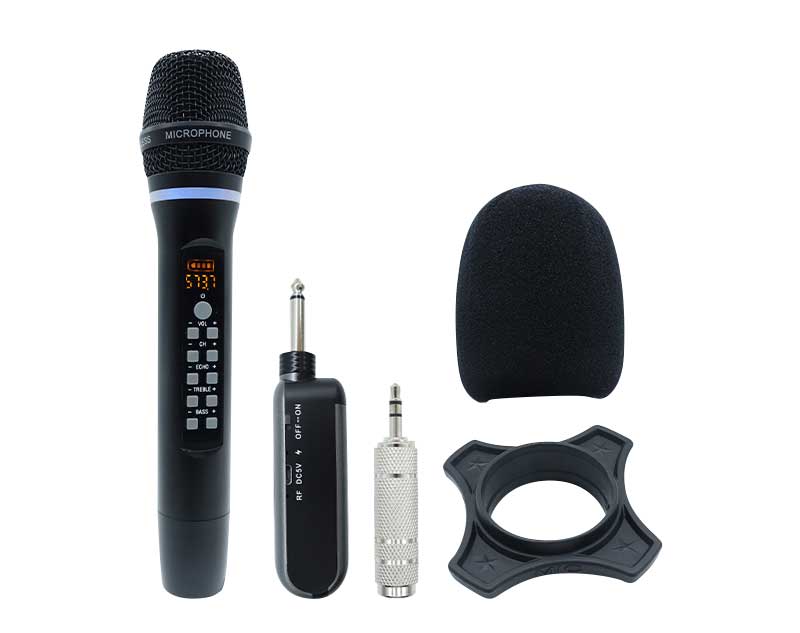 Single Wireless Dynamic Microphone With 3.5mm 1/4" Jack Receiver Rechargeable 40m Range WM16 