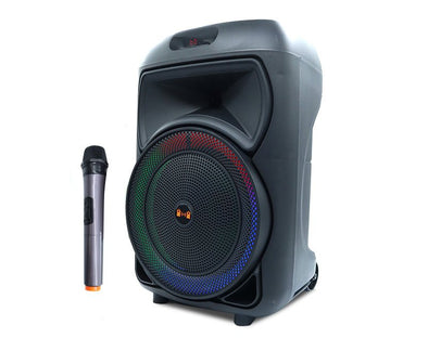 Portable Bluetooth Karaoke Machine Rechargeable Battery Party Speaker Wireless Microphone LED Lights USB YR-1201 