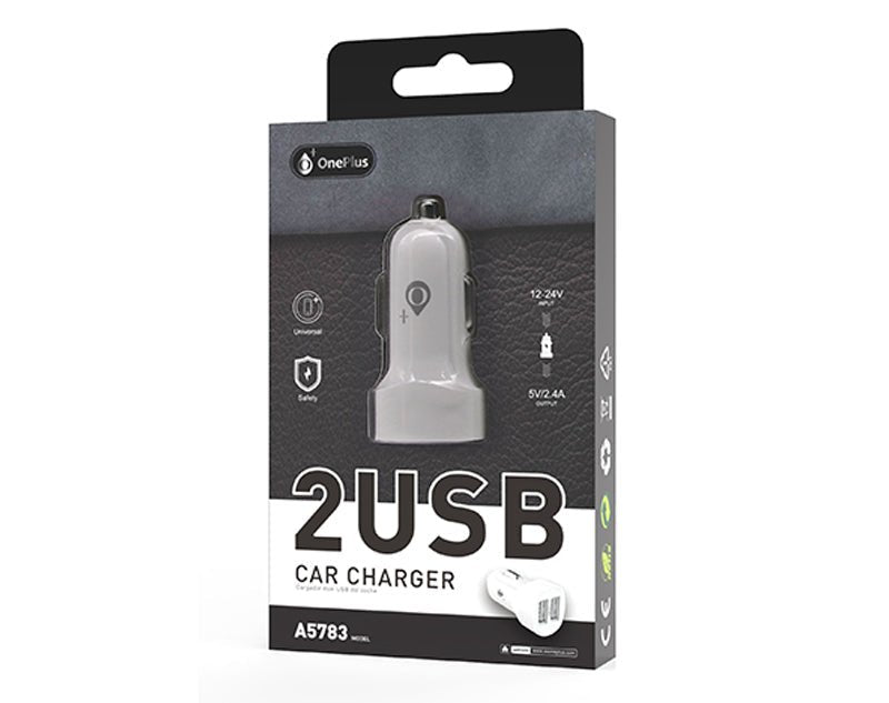 Dual USB Car Charger 12-24V Black White A5783 